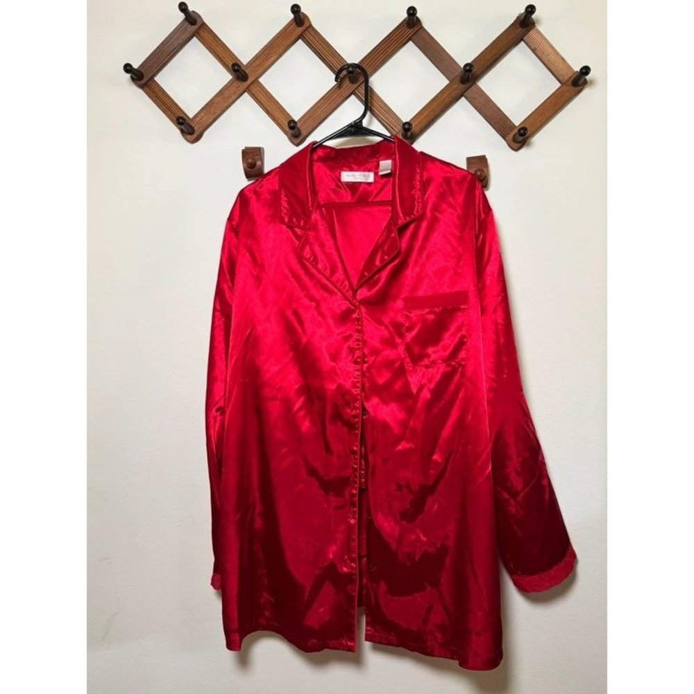 Vintage‎ Quiet Luxury Valerie Stevens Red Satin Sleep Set Plus Size 3X Pajama